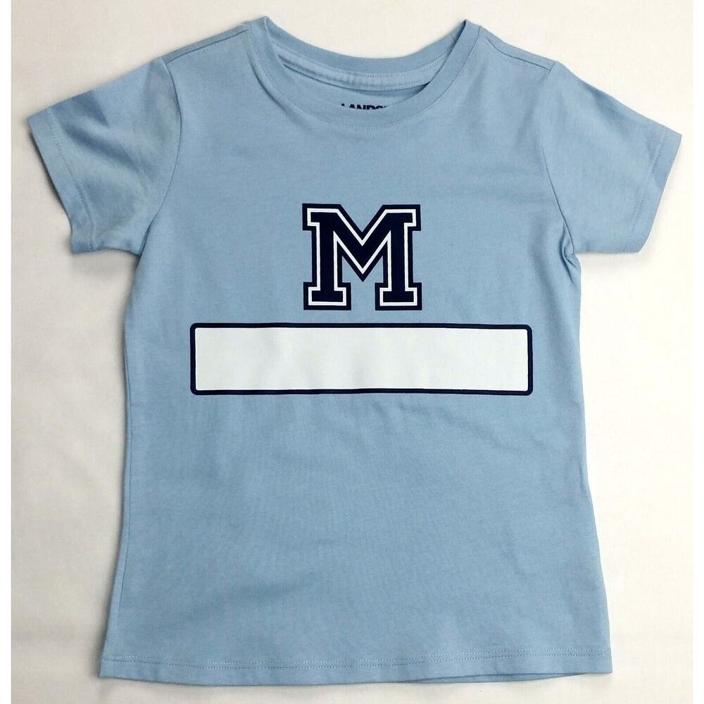 Lands End  T Shirt Short Sleeve Light Blue with Block M Logo New
